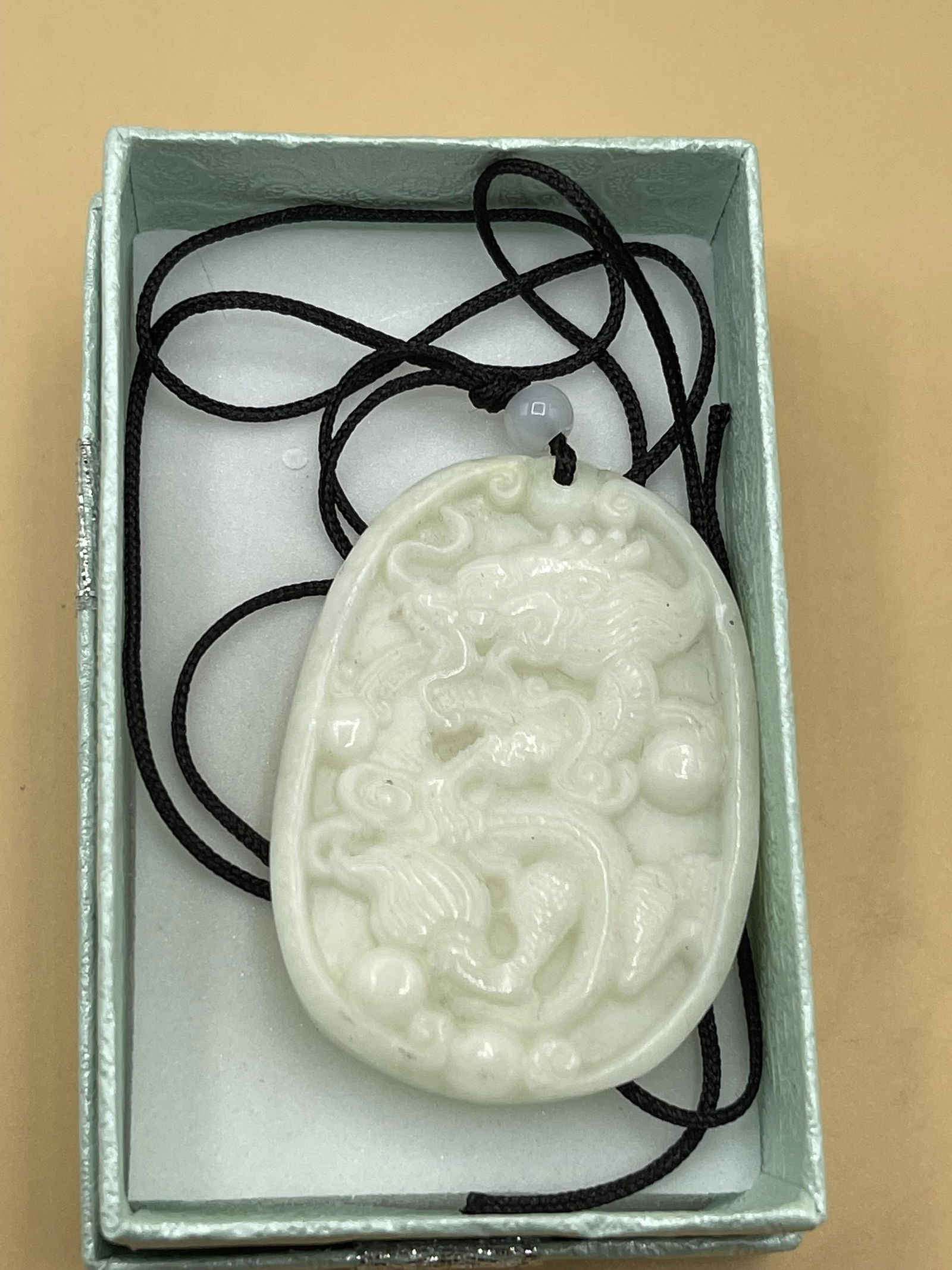 242CT RARE White Jade Chinese Pendant Necklace (1 of 4)