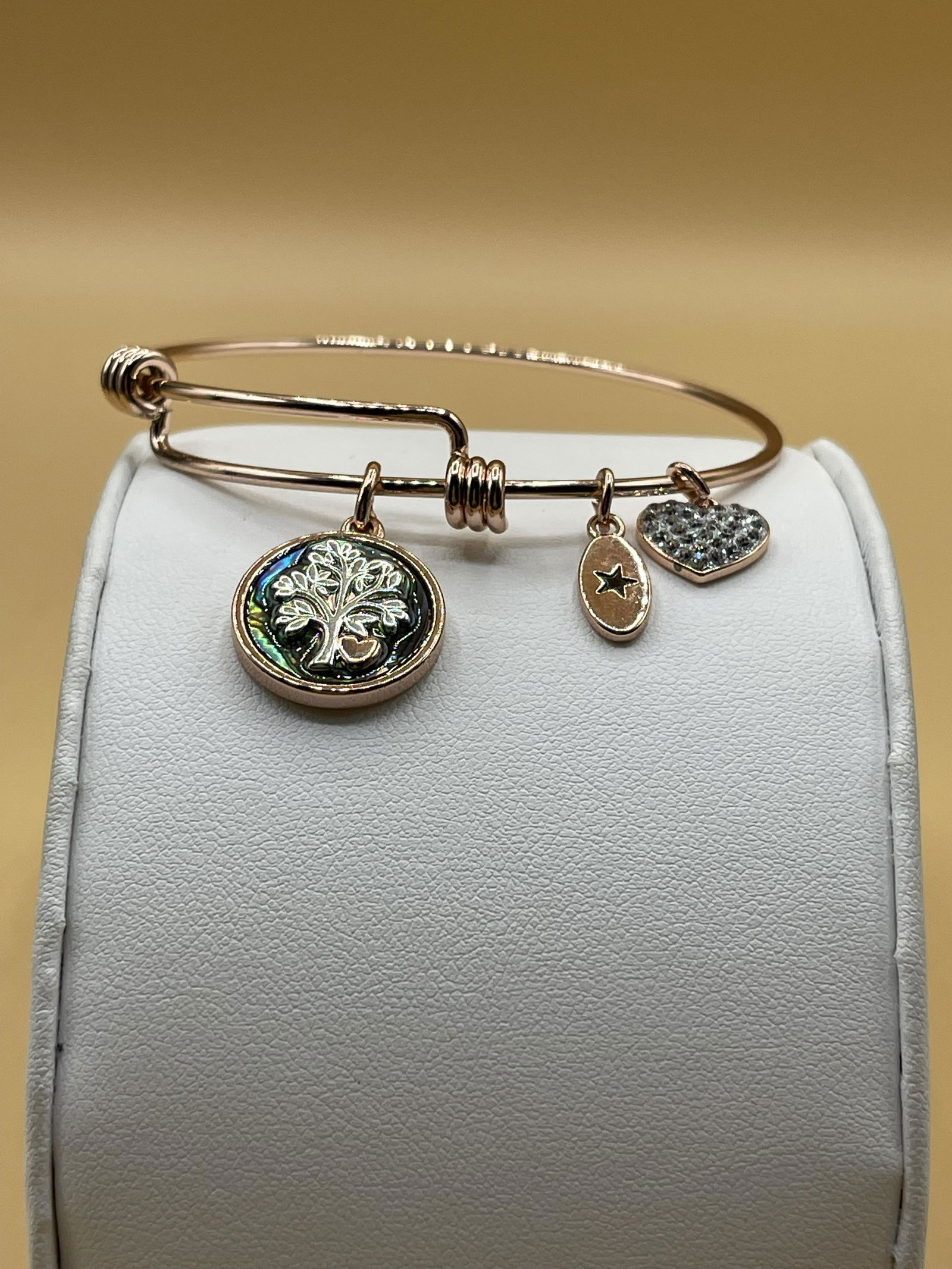 Designer 18K Rose GP 925 Charm Bangle Bracelet: Designer 18K Rose GP 925 Charm Bangle Bracelet, new