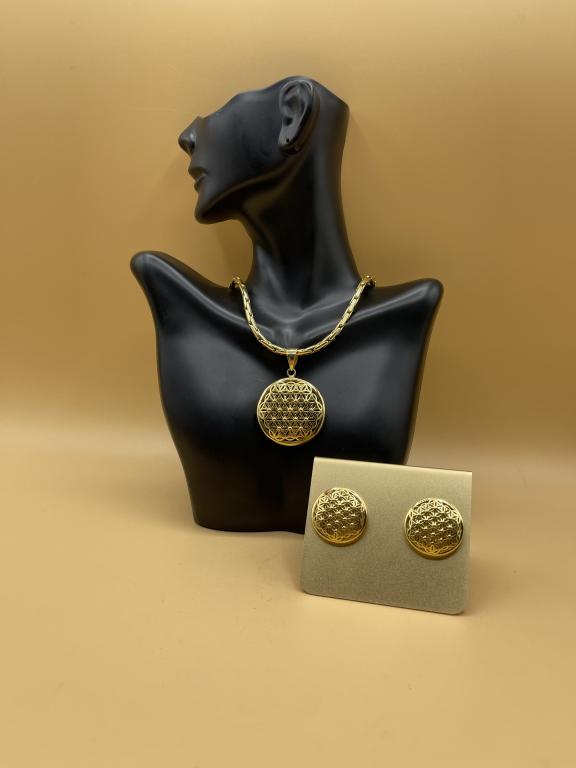 Antique Solid Yellow Gold Necklace & Earrings Set (1 of 6)