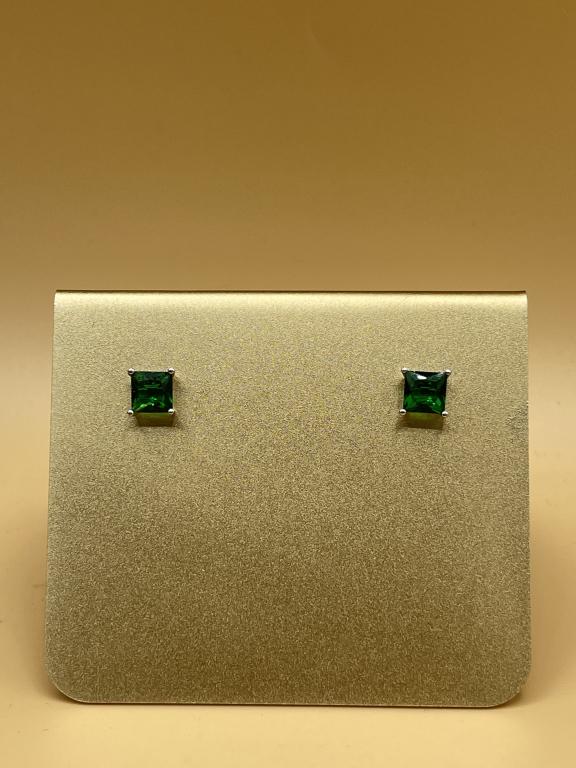 2CT Emerald Square Cut Stud Earrings 18K (1 of 3)