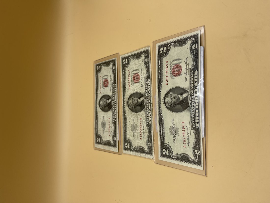 1953 A, B & C Red Seal $2 Bills (1 of 2)