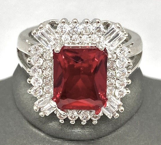 5.10CTW in 18K White Gold Garnet & White Sapphire Ring (1 of 2)
