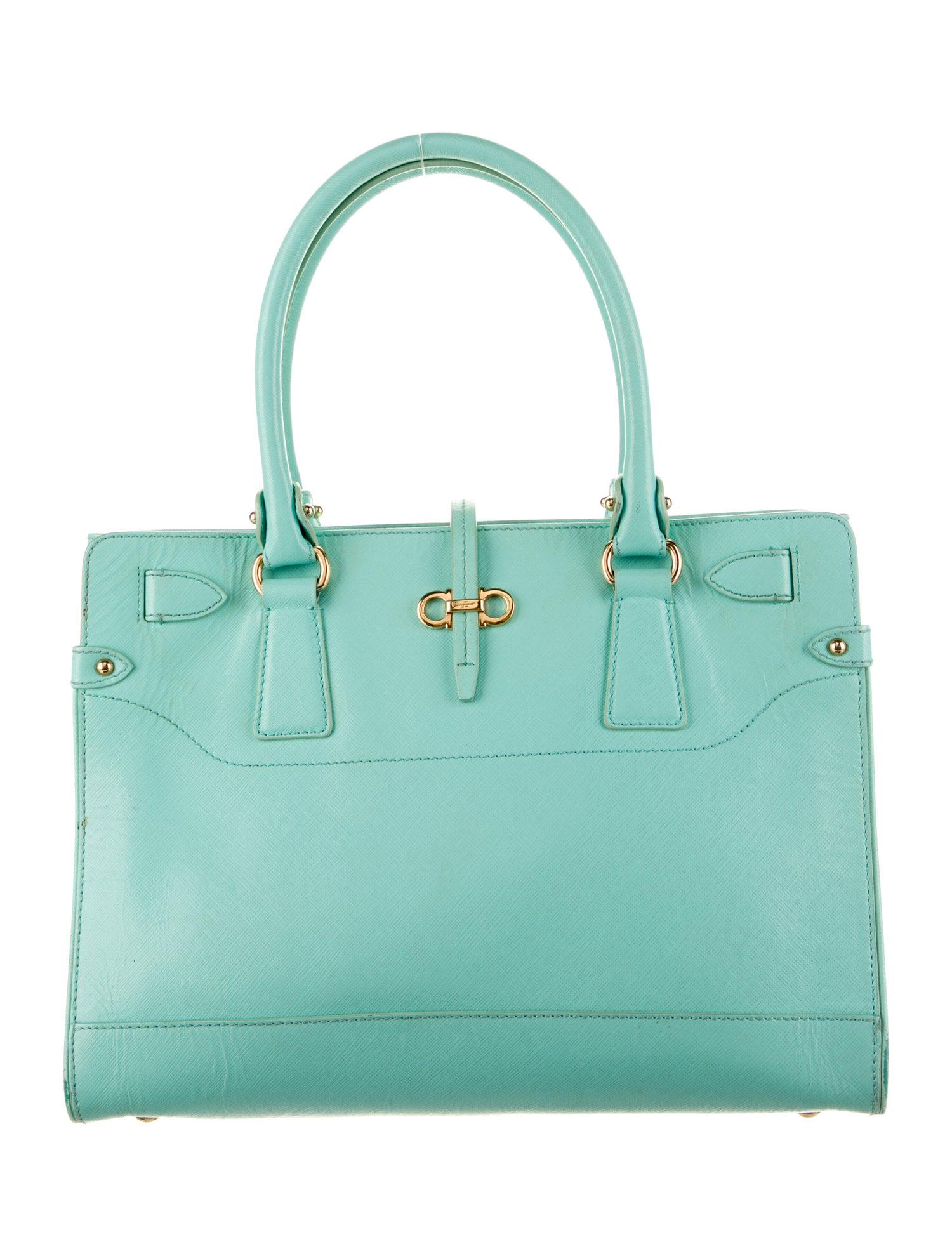Salvatore Ferragamo Blue Leather Handle Bag (1 of 4)