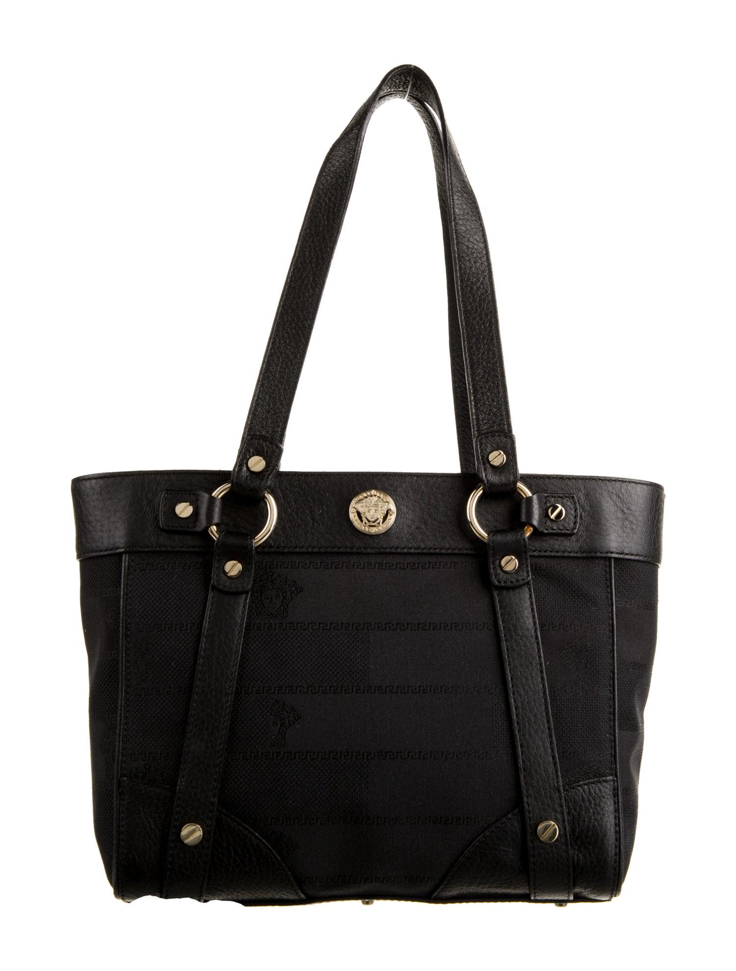 Versace Black Leather Trimmed Shoulder Bag (1 of 4)