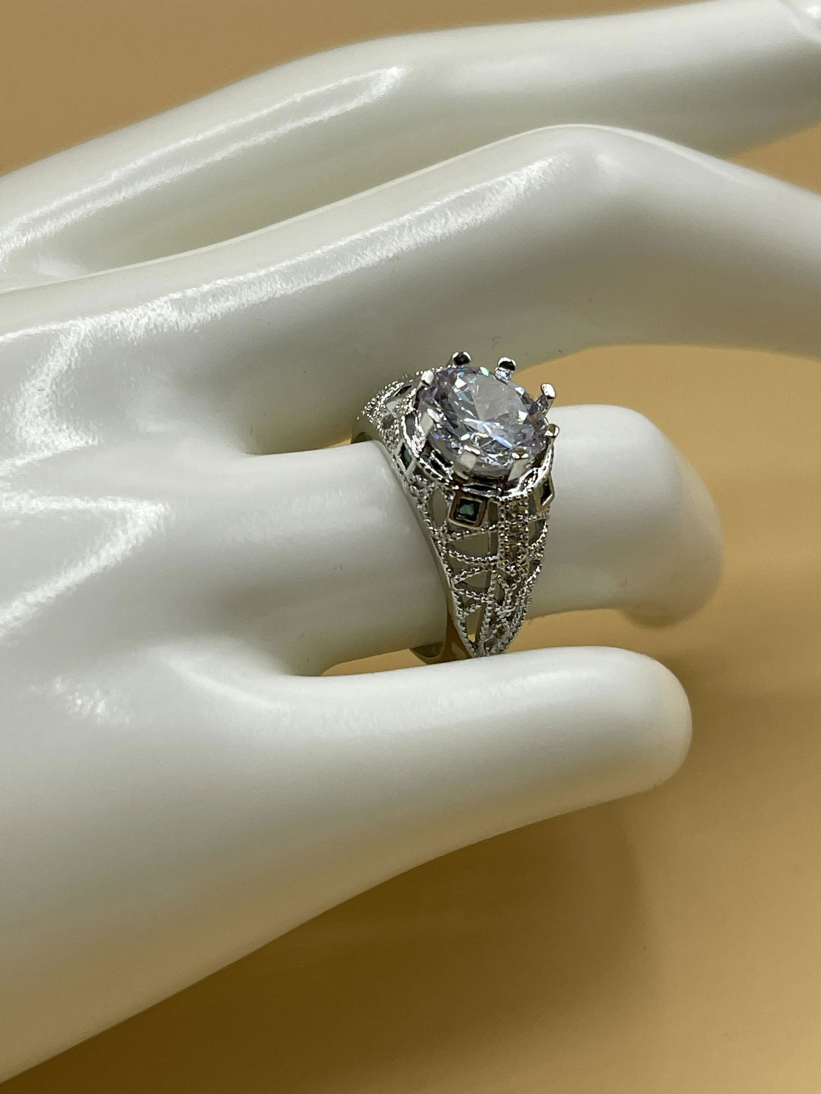 1.78CT Emerald and White Sapphire Ring (1 of 4)