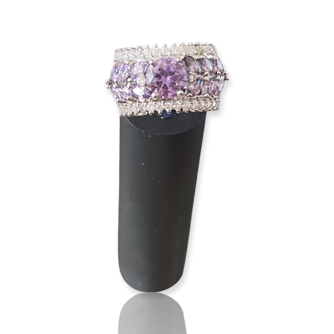 4.10CTW Amethyst & Diamond Ring 18K White Gold (1 of 3)
