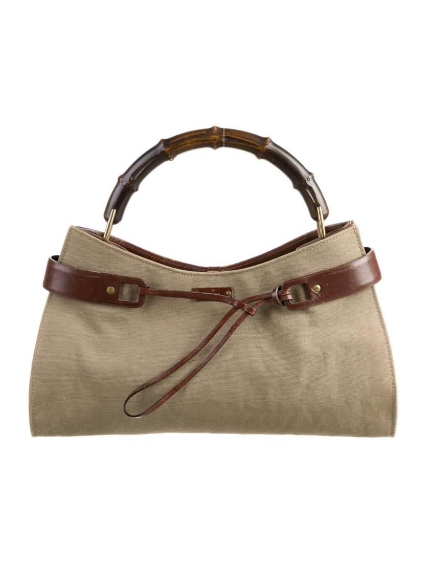 GUCCI Canvas Top Leather Handle Bag (1 of 4)