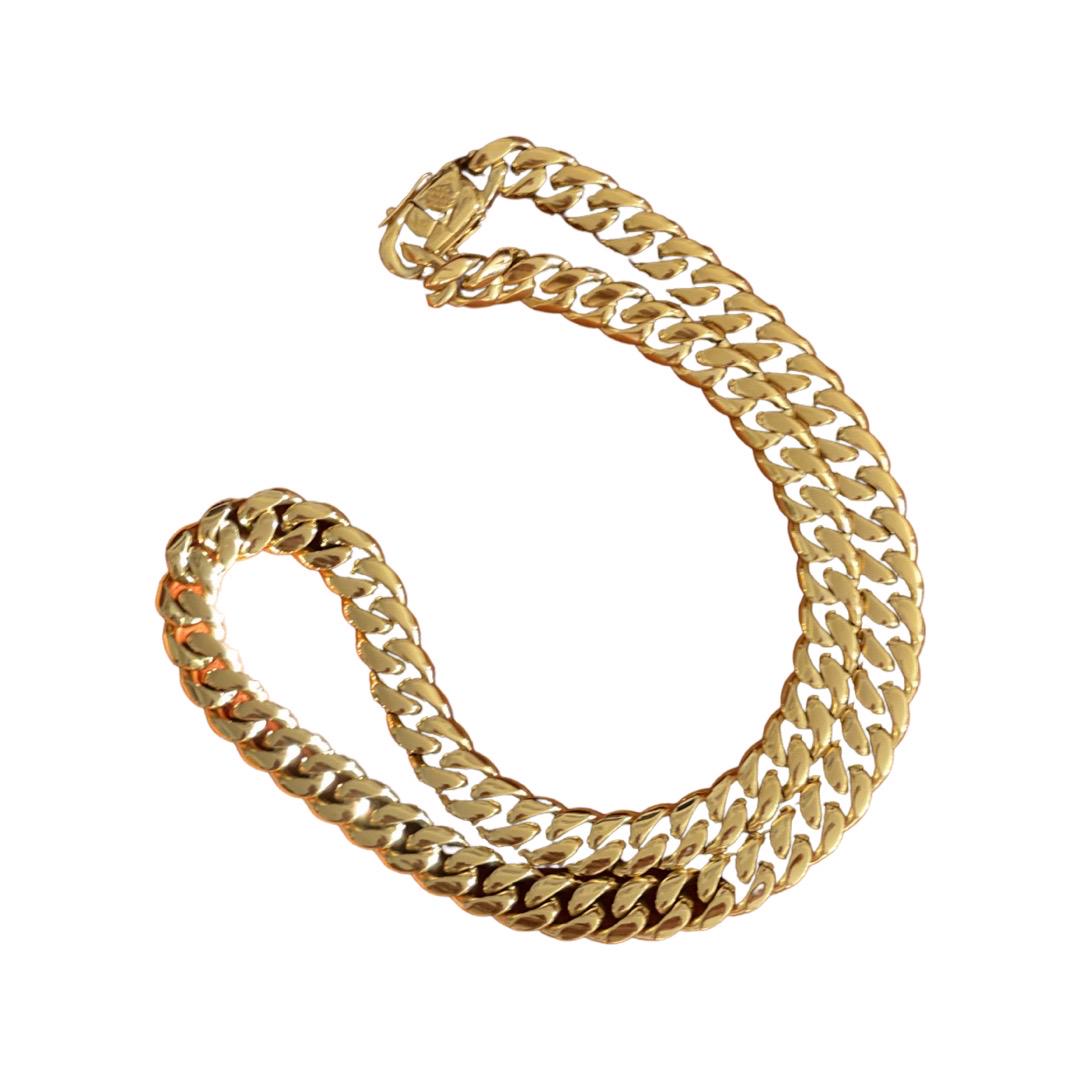 18K Yellow Gold Handmade Cuban Link Chain Necklace 36" (1 of 2)