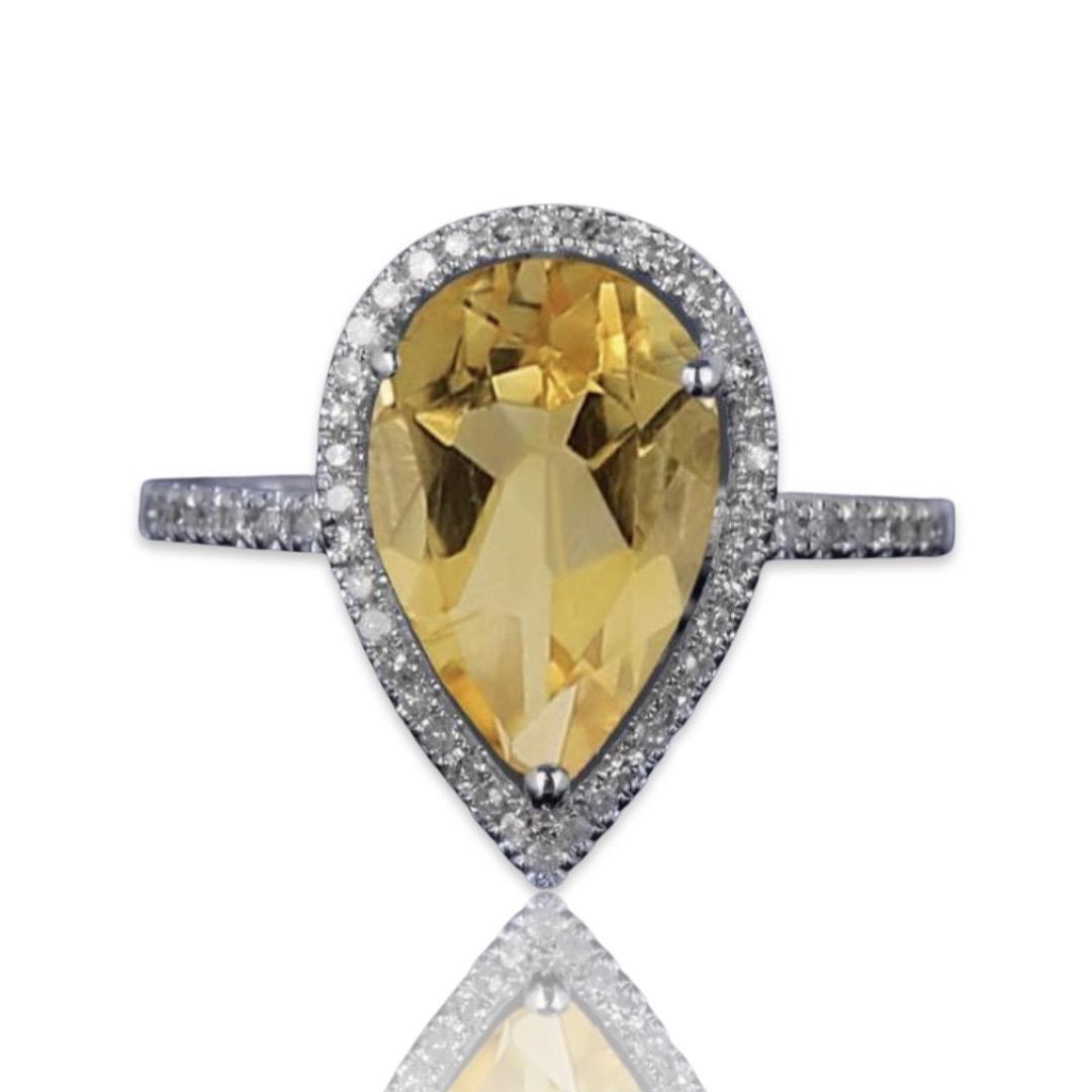 18K White Gold Citrine & Diamond Ring (1 of 2)