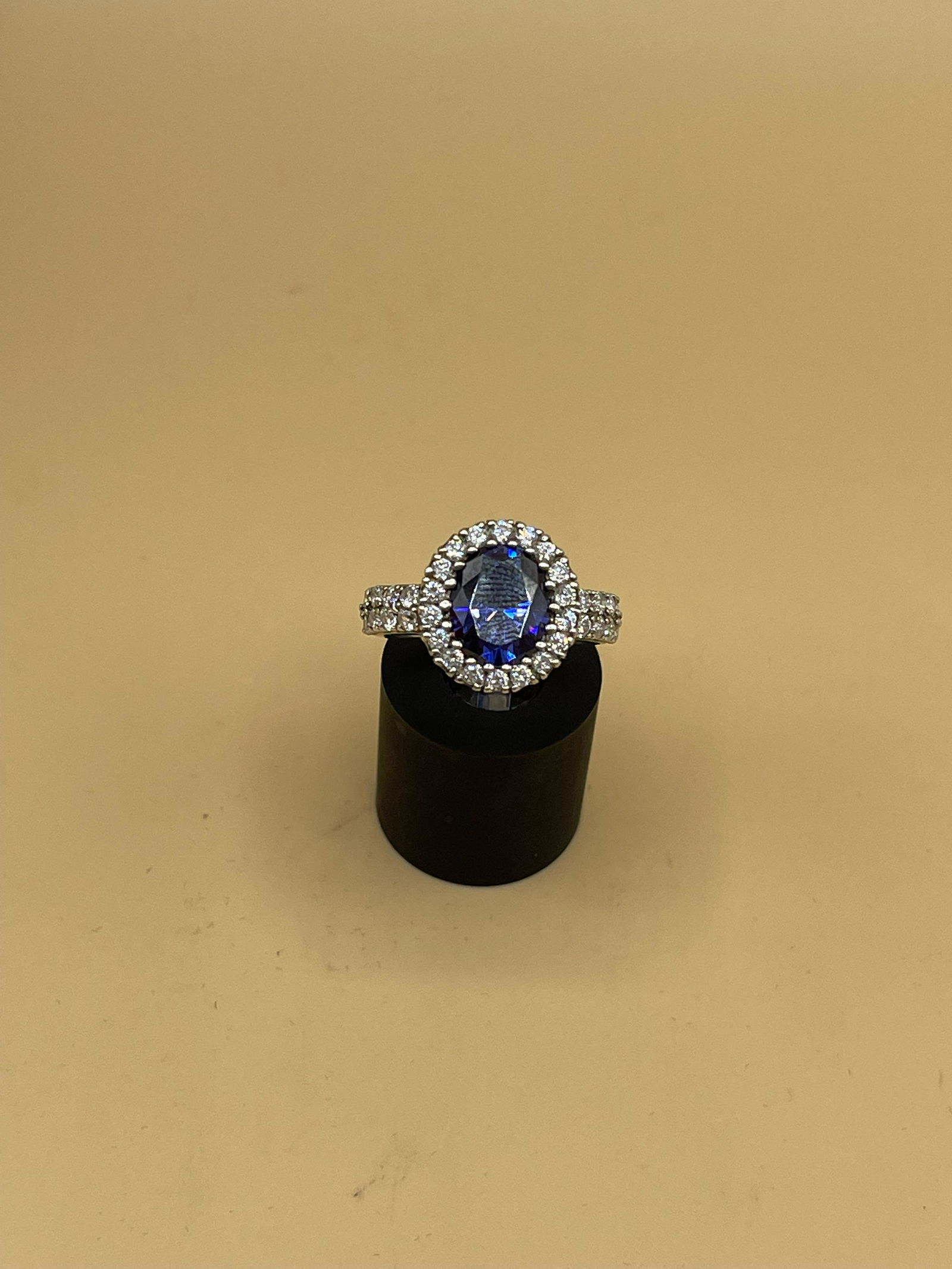 Double Tanzanite Halo Cut Ring 925 (1 of 4)