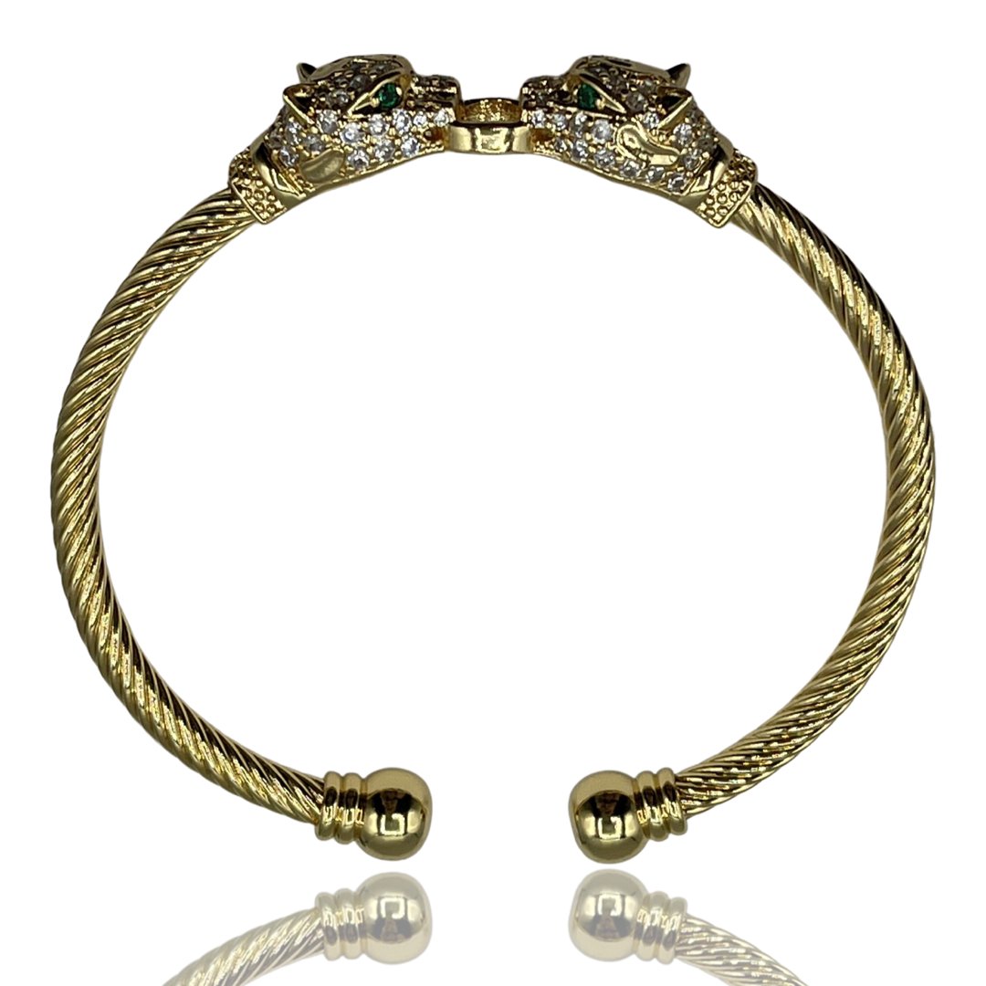 18K Gold Emerald & Diamond Jaguars Double Headed  Wrap (1 of 5)