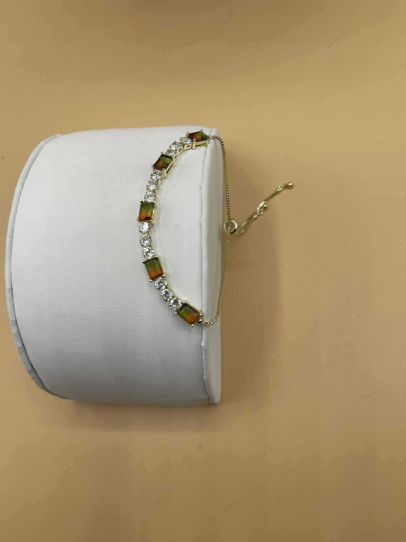 18k Yellow Gold Watermelon Tourmailine Bollor Tennis: 18k Yellow Gold Watremelon Tourmailine Bollo Clasp Bracelet