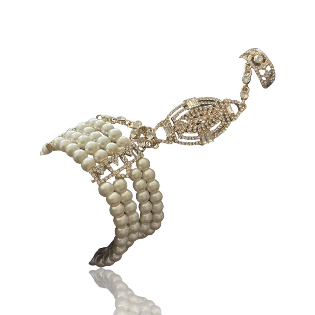 Antique Art Deco Diamond & Pearl Bracelet & Ring Cuff (1 of 3)