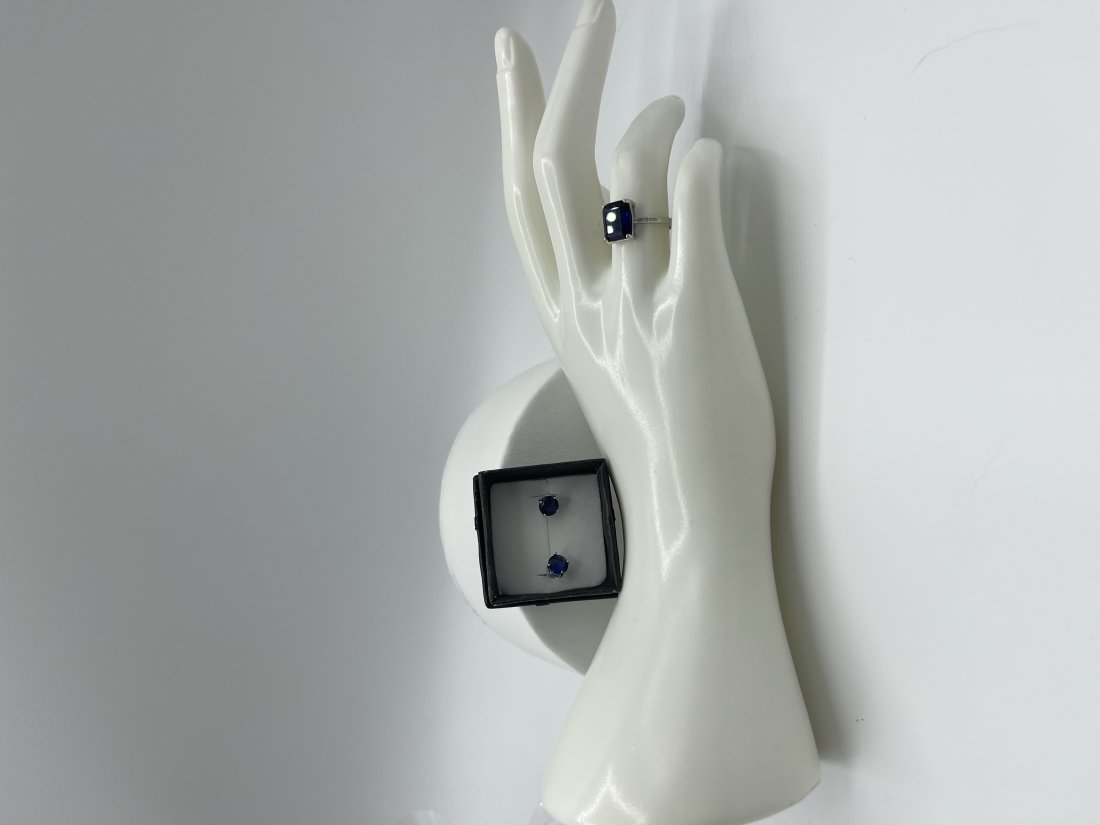 Blue Sapphire 4CT Ring & Earring Set (1 of 4)