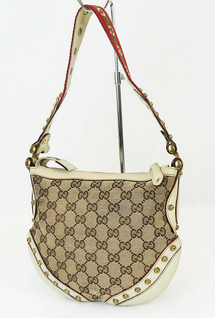 Gucci Beige Monogram Canvas   Pelham Studded Shoulder (1 of 3)
