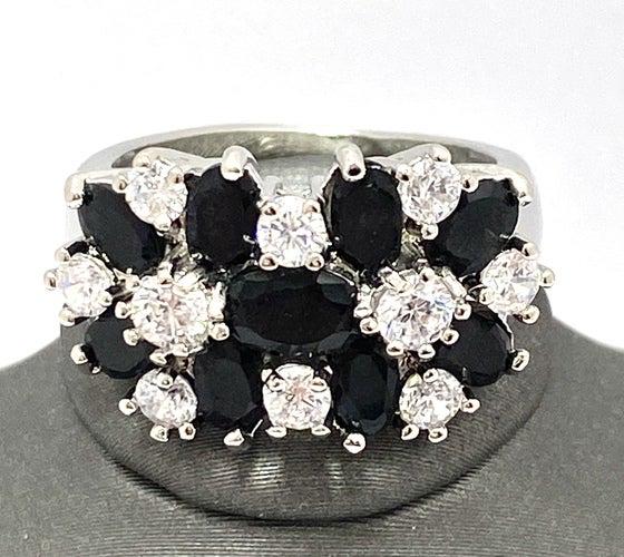 3.50ctw Black & White Sapphire Ring (1 of 2)