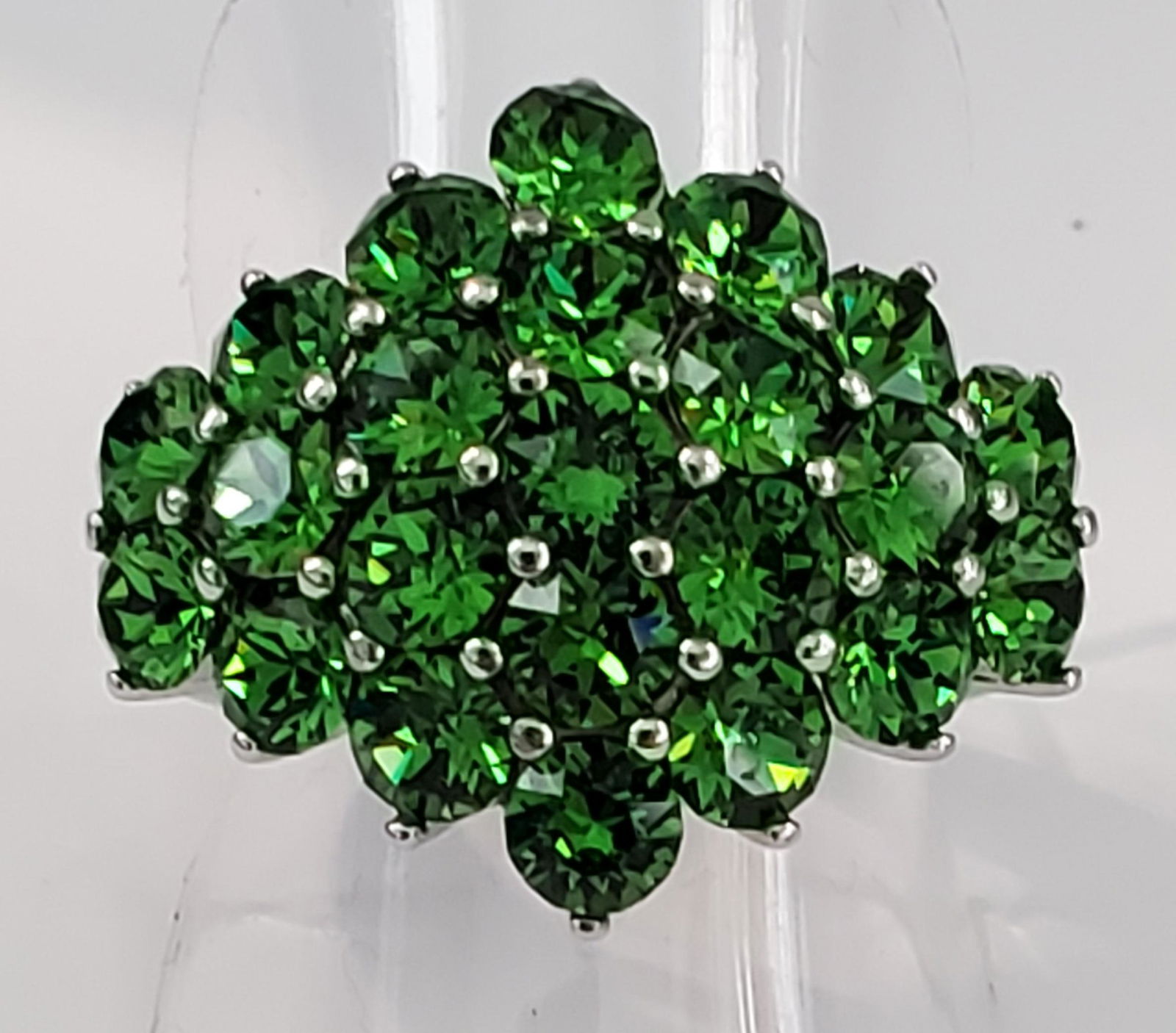 3.83ctw Natural Emerald Cluster 18 White Gold Statement (1 of 2)