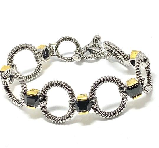 19.25CT Black Spinel Statement Bracelet Two-Tone 14k (1 of 2)