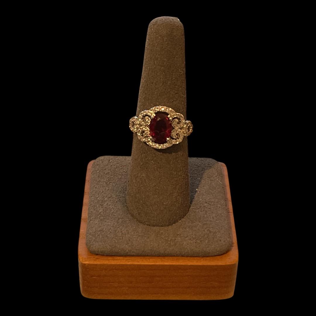 18K White Gold Art Deco Ruby & Diamond Ring (1 of 4)