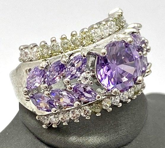 4.10CTW Amethyst & Diamond Ring 18K White Gold (1 of 3)
