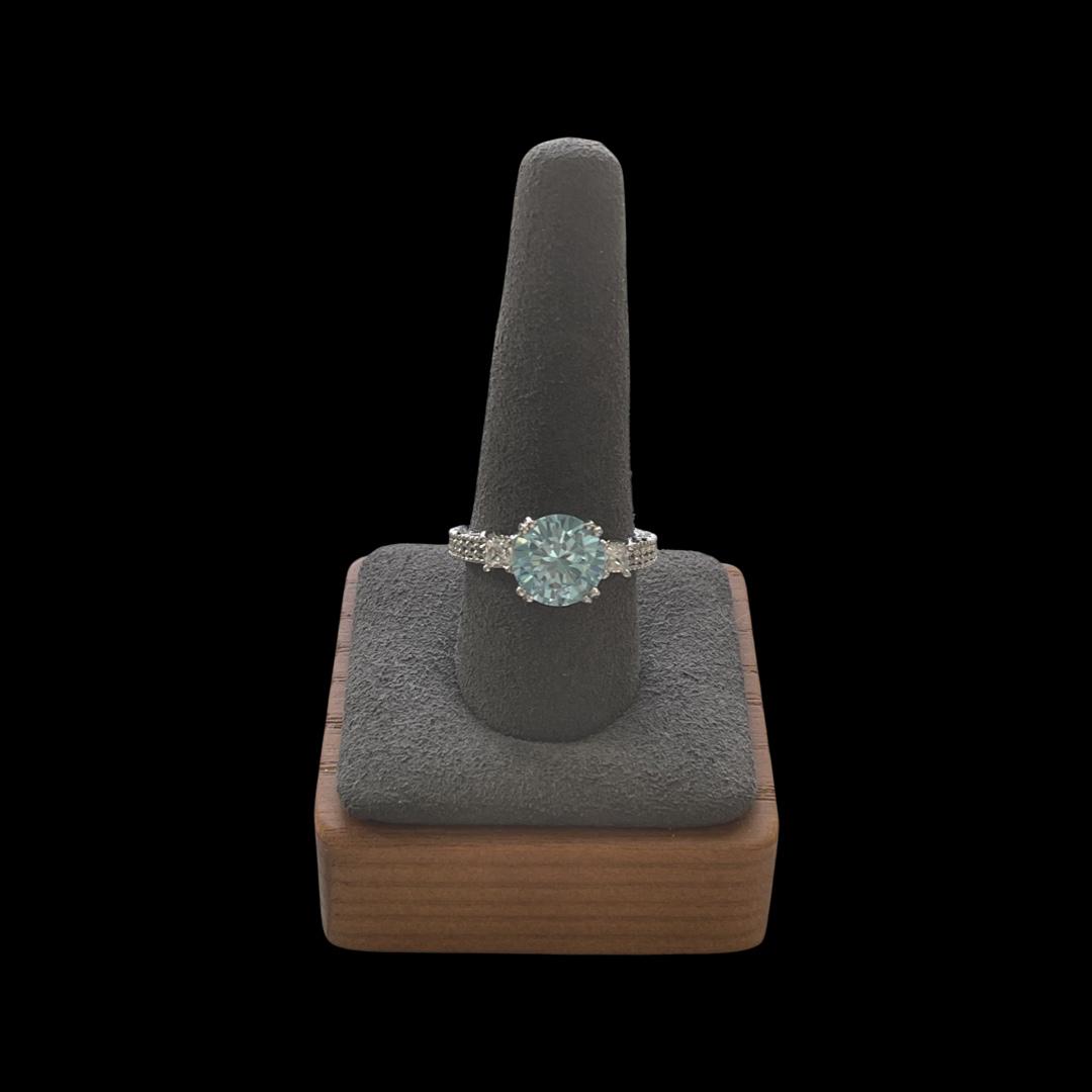 4CT Sky Blue & White Topaz Solitaire Cut Ring (1 of 4)