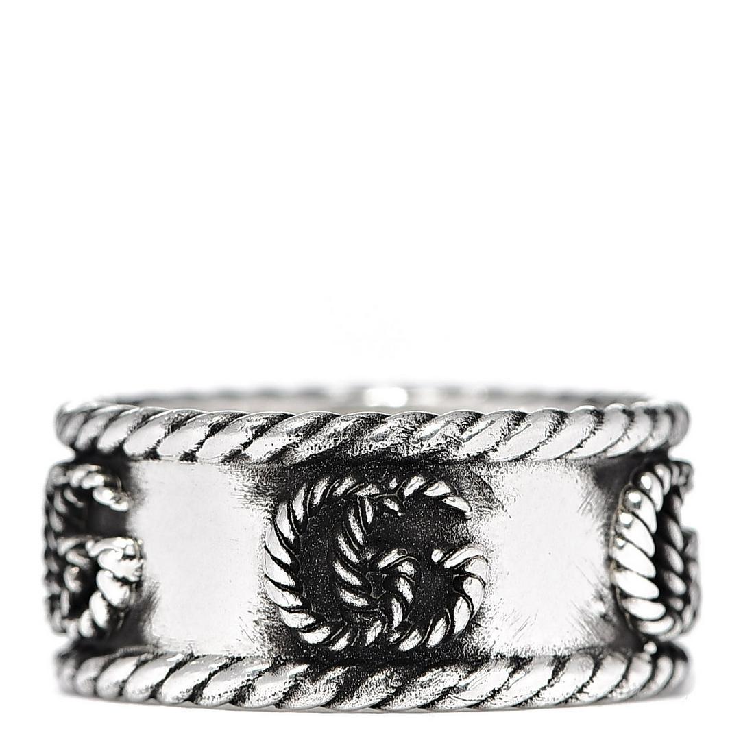 GUCCI Sterling Silver Torchon GG Marmont Ring (1 of 3)