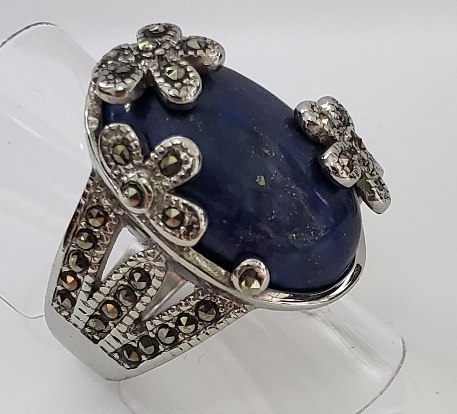 2.18CT Lapis Lazuli & Marcasite Ring (1 of 2)