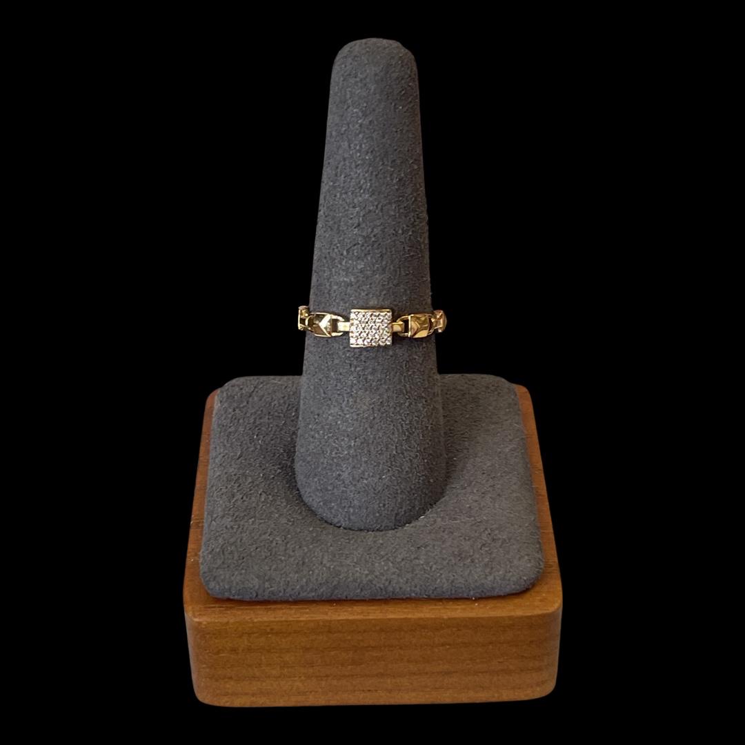 18K Yellow Gold Pave Diamond Square Cut Ring (1 of 4)