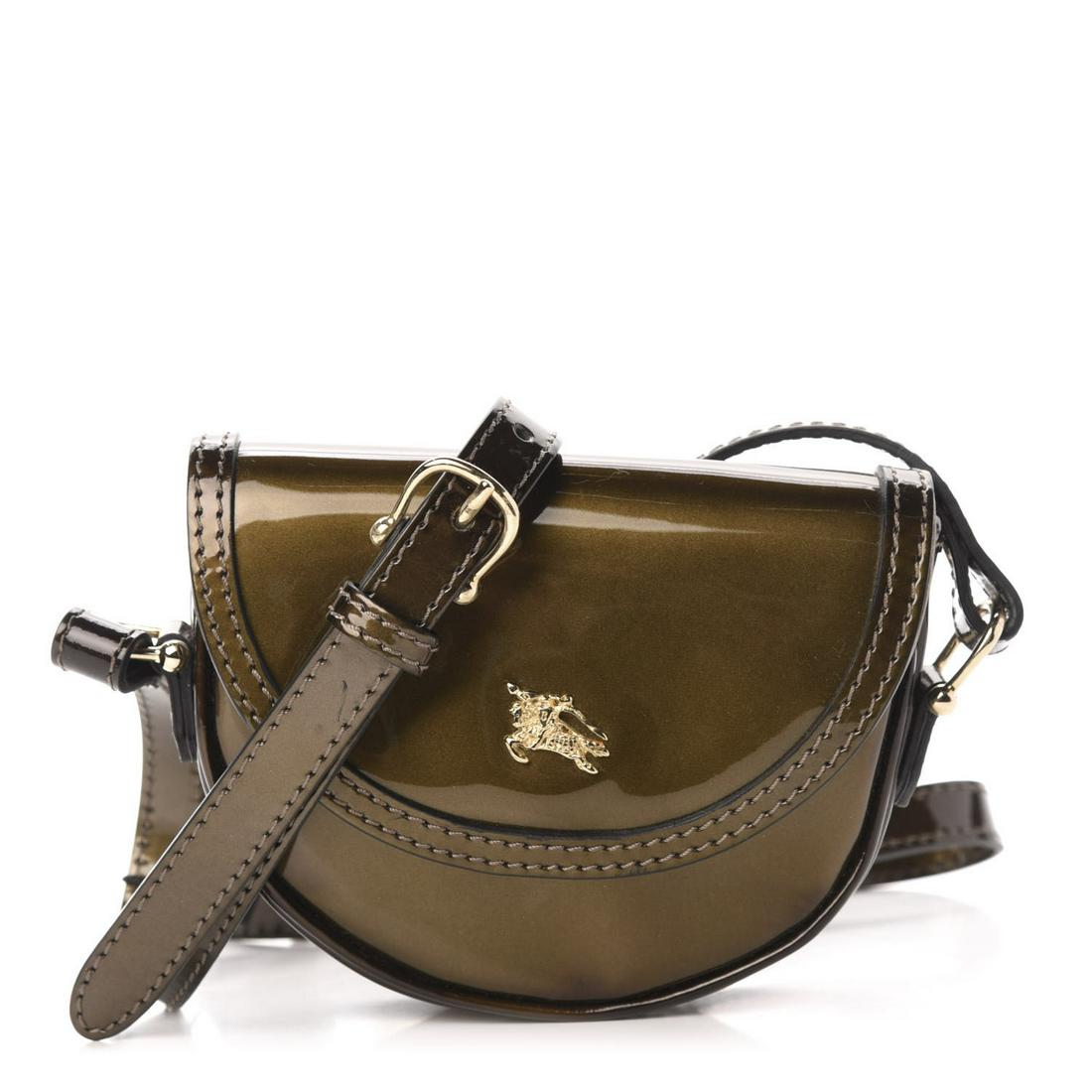 NWT BURBERRY Patent Calfskin Georgie Mini Crossbody Bag (1 of 10)