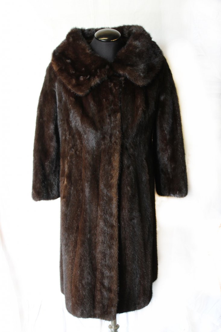 Women's Designer Dark Brown Full Length Mink Coat (1 of 1)