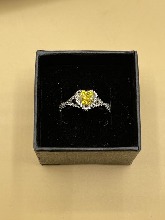 Natural Citrine & Diamond Heart Ring 925 (1 of 3)