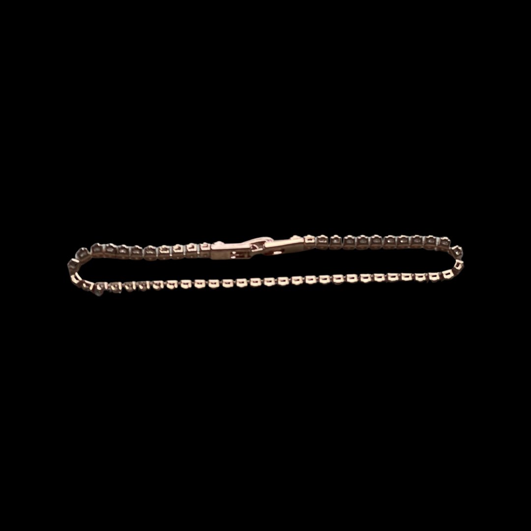 18K Rose Gold & Square Cut Diamond Tennis Bracelet (1 of 4)
