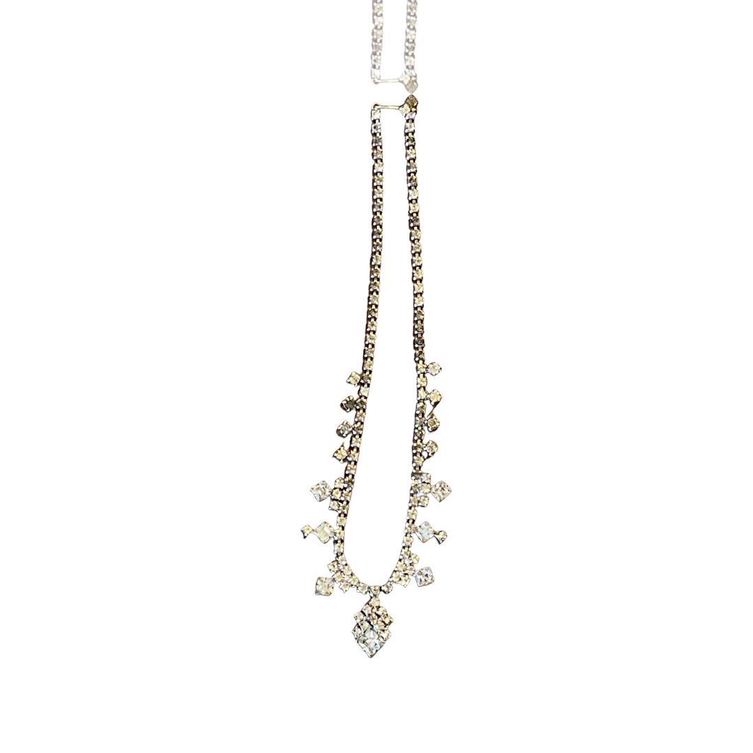 Antique Art Deco White Sapphire Drop Necklace (1 of 3)