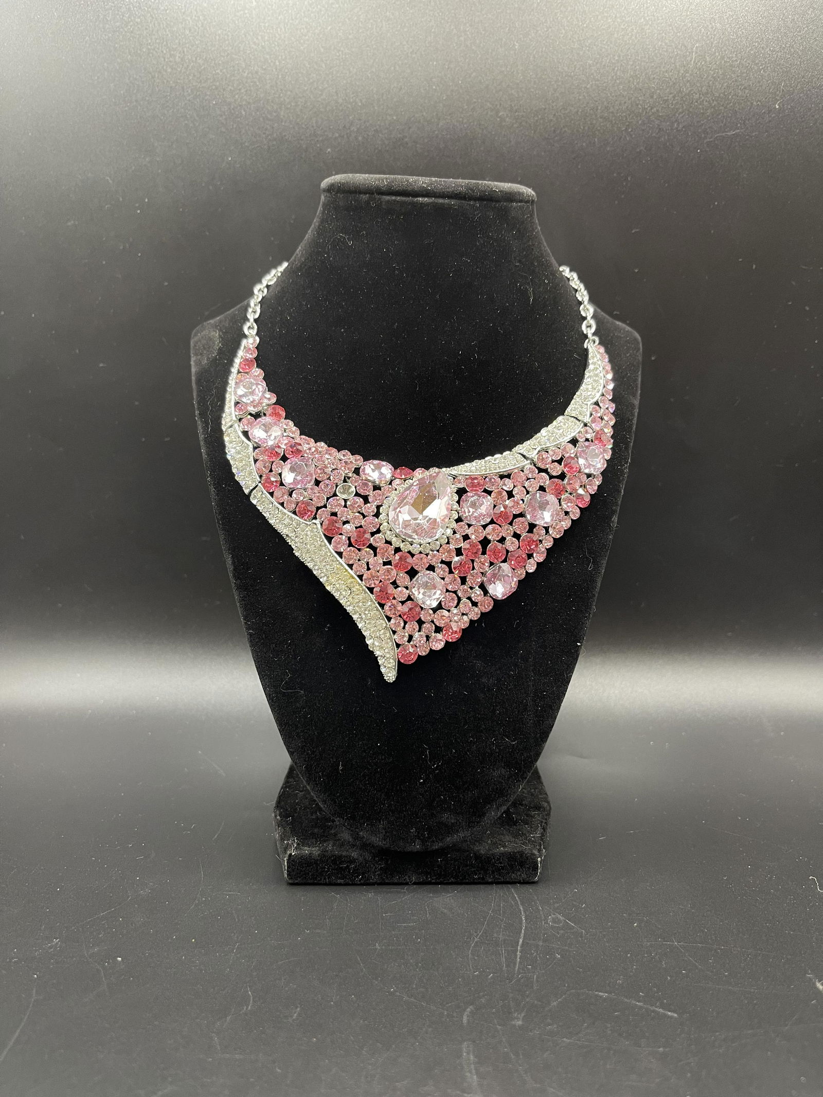 Pink & White Sapphire Choker Drop Necklace 925 (1 of 4)
