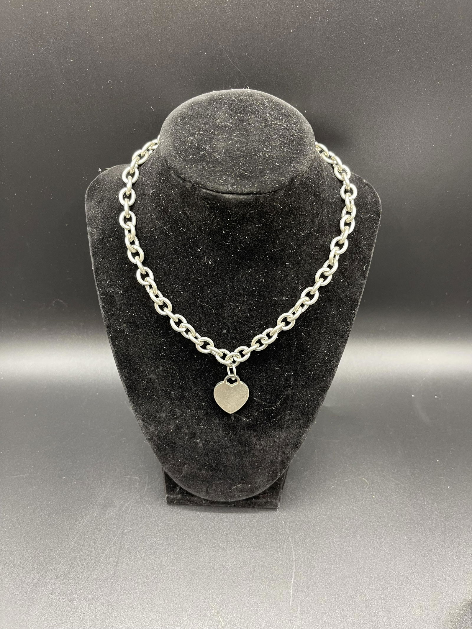 Antique Solid Sterling Silver Heart Chain Pendant (1 of 4)