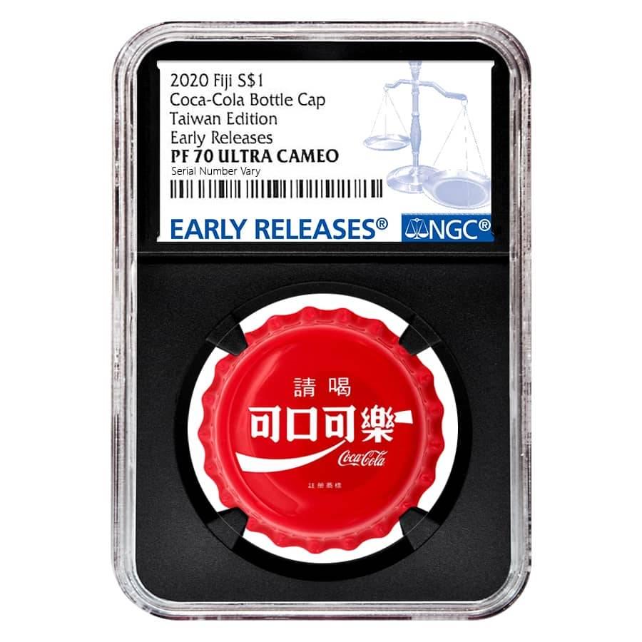 2020 6 gram Fiji Coca-Cola Taiwan Bottle Cap $1 Proof: This item qualifies for FREE DOMESTIC SHIPPING to customers in the USA You are bidding on the total lot which includes 1 of the following item: 2020 6 gram Fiji Coca-Cola Taiwan Bottle Cap $1 Proof Si