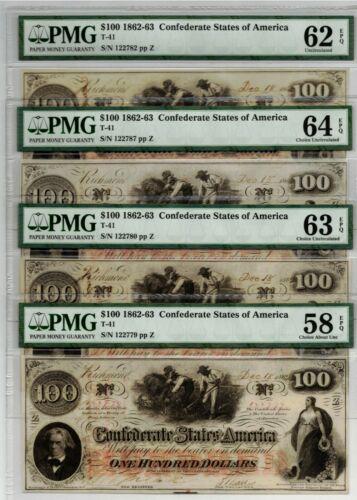 Authentic Rare Sequential Consecutive Quartet of: This item qualifies for FREE DOMESTIC SHIPPING to customers in the USA Modified Item: No Type: Confederate Notes Country/Region Of Manufacture: United States Circulated/Uncirculated: Uncirculated Cert