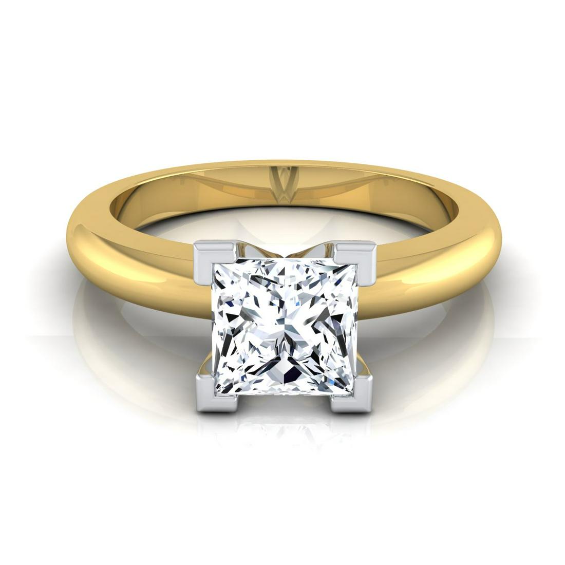 1/2ctw Princess Cut Solitaire 4 V-prong Engagement Ring: This item qualifies for FREE DOMESTIC SHIPPING to customers in the USA A Classic Statement Of Style, This Diamond Solitaire Engagement Ring Showcases A 0.50 Carat Princess Cut On A Rounded Shank And 4