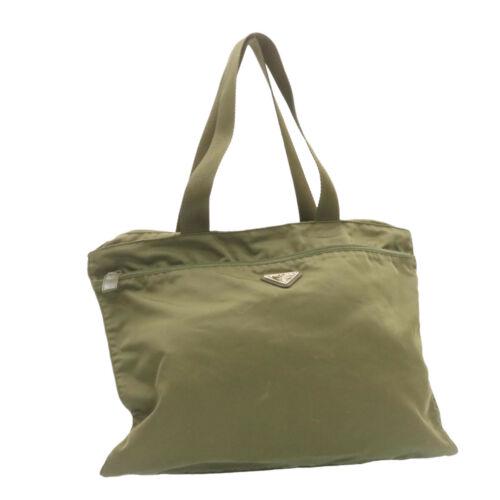 Authentic PRADA Tote Bag Khaki Nylon: This item qualifies for FREE DOMESTIC SHIPPING to customers in the USA Brand: PRADA Size: W44 x H32cm / Shoulder Drop 22cm(Approx) Color: Khaki Country/Region of Manufacture: Italy Material: Nylon Typ