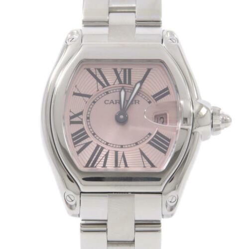Authentic Cartier W62017V3 Roadster Quartz: This item qualifies for FREE DOMESTIC SHIPPING to customers in the USA Brand: Cartier Accessories: With Original Box Color: Pink Roman - Reference Number: W62017V3 Department: Ladies Additionalinfo: Q