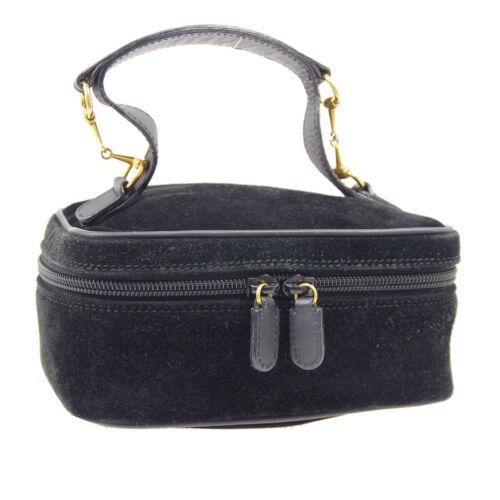 Authentic GUCCI Horsebit Cosmetic Vanity Hand Bag: This item qualifies for FREE DOMESTIC SHIPPING to customers in the USA Size: Small Color: Black Model: Cosmetic Bag MPN: Does Not Apply Country/Region of Manufacture: Italy Closure: Zip Department: Wo