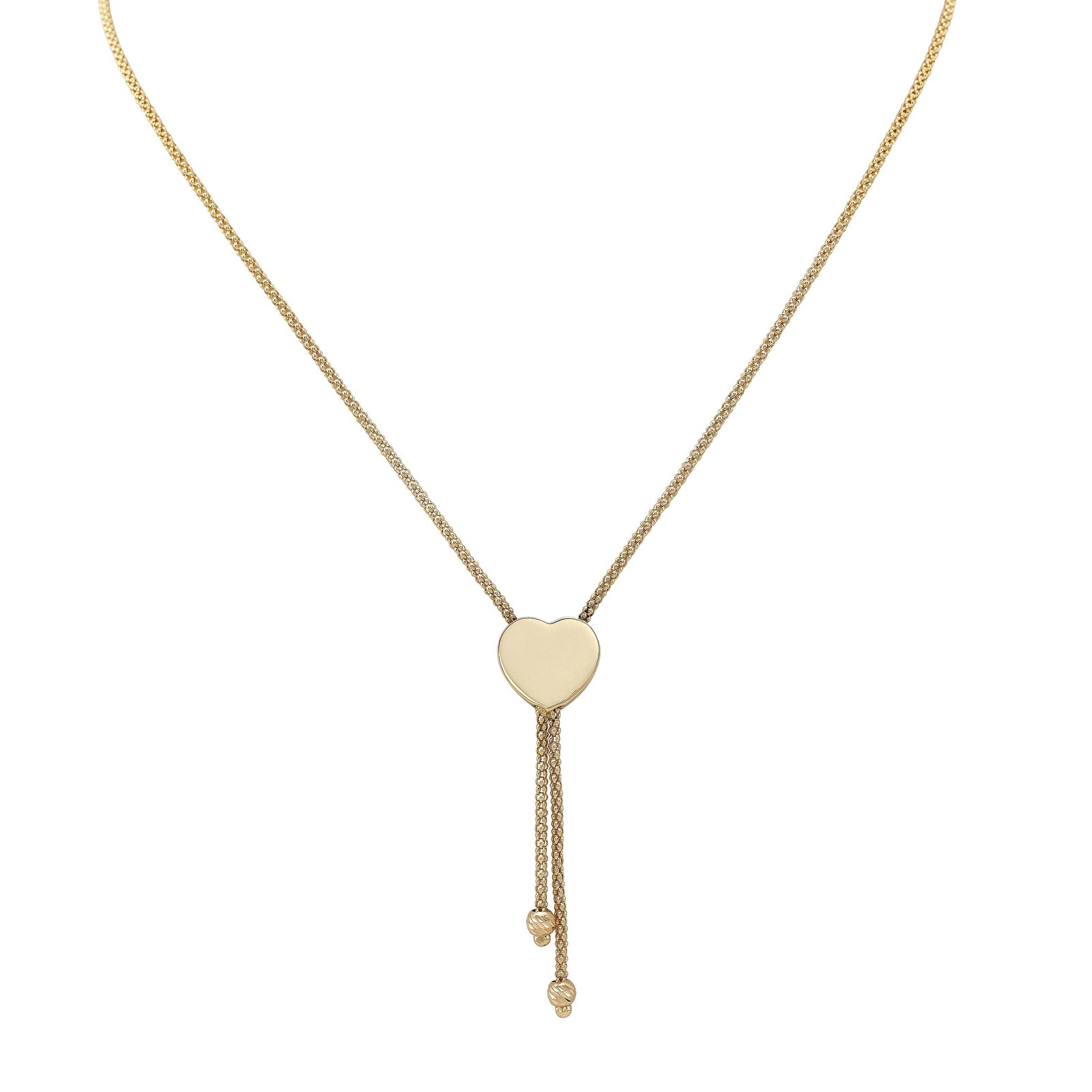 14k Yellow Gold Heart Tassel Necklace: This item qualifies for FREE DOMESTIC SHIPPING to customers in the USA This Beautiful Lariat Pendant Necklace Is Handcrafted In Italy Of 14k Yellow Gold (6.7 Grams). The Heart Pendant Measures 14mm Wi