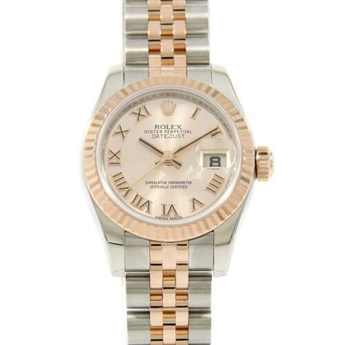 Authentic ROLEX 179171 Datejust SSxPG Automatic: This item qualifies for FREE DOMESTIC SHIPPING to customers in the USA Brand: Rolex Accessories: With Original Box Color: Pink Roman - Reference Number: 179171 Department: Ladies Additionalinfo: Autom