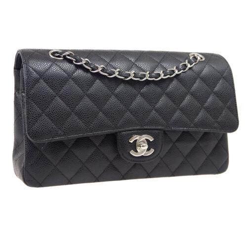 Authentic CHANEL Classic Double Flap Medium Chain: This item qualifies for FREE DOMESTIC SHIPPING to customers in the USA Size: Medium Pattern: Matelasse Accents: Quilted Features: Adjustable Strap Chain Strap Pockets Model: Classic Double Flap Medium