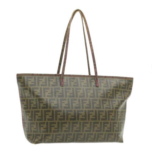 Authentic FENDI Zucca Canvas Tote Bag Brown Black Pink: This item qualifies for FREE DOMESTIC SHIPPING to customers in the USA Brand: FENDI Size: W48 x H27 x D15cm / Shoulder Drop 24cm(Approx) Color: Brown / Black / Pink Country/Region of Manufacture: Ital
