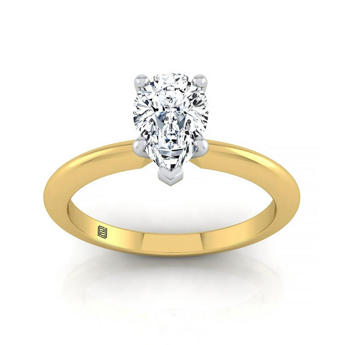 Pear Shape Diamond Solitaire Engagement Ring With Ultra: This item qualifies for FREE DOMESTIC SHIPPING to customers in the USA A Classic Statement Of Style, This Pear Shape Solitaire Engagement Ring Showcases A Knife Edge Shank And 5 Prong Center Setting I