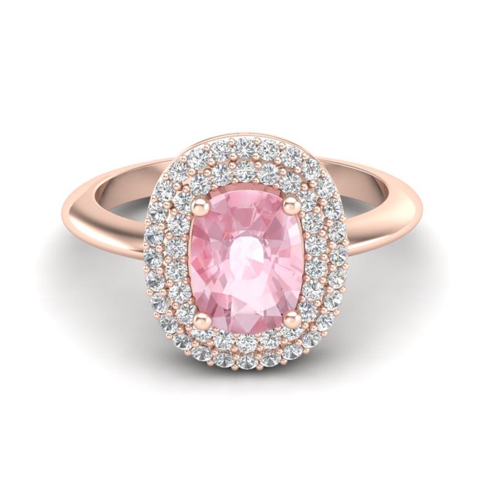 2.50 ctw Morganite & Micro Black Diamond Ring Halo 14k: This item qualifies for FREE DOMESTIC SHIPPING to customers in the USA 2.50 ctw Morganite & Micro Black Diamond Ring Halo 14k Rose Gold Designer Brand Luxury Jewelrymade in the USA Suggested Retail Pr
