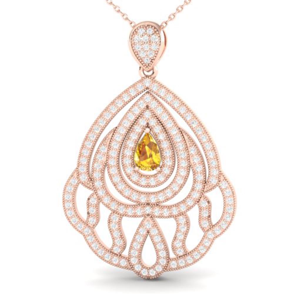 2 ctw Yellow Sapphire & Micro VS/SI Diamond Necklace: This item qualifies for FREE DOMESTIC SHIPPING to customers in the USA 2 ctw Yellow Sapphire & Micro VS/SI Diamond Necklace 14k Rose Gold Designer Brand Luxury Jewelrymade in the USA Suggested Retail
