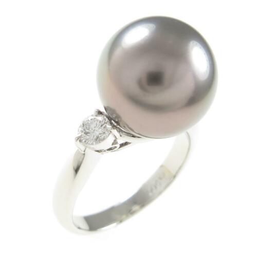 Authentic Platinum Black Pearl ring: This item qualifies for FREE DOMESTIC SHIPPING to customers in the USA Material: Pt Stone: Diamond 0.25Ct Gender: Ladies Centerstone: Black Pearl 11.40Mm Size: 10.5 (Jpn Size) The BIDHAUS Guarantee: P