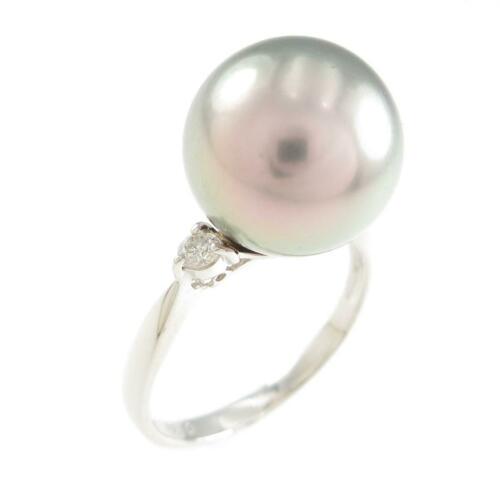 Authentic Platinum Black Pearl ring: This item qualifies for FREE DOMESTIC SHIPPING to customers in the USA Material: Pt Stone: Diamond 0.10Ct Gender: Ladies Centerstone: Black Pearl 11.30Mm Size: 10.5 (Jpn Size) The BIDHAUS Guarantee: P